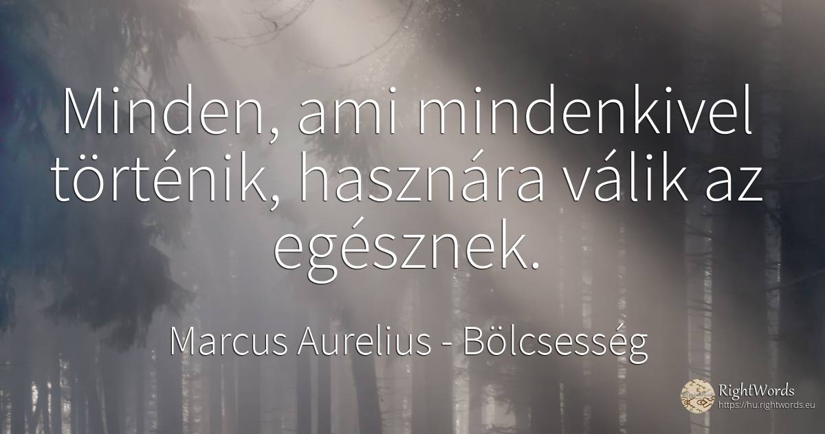 Minden, ami mindenkivel történik, hasznára válik az... - Marcus Aurelius (Marcus Catilius Severus), idézet bölcsesség