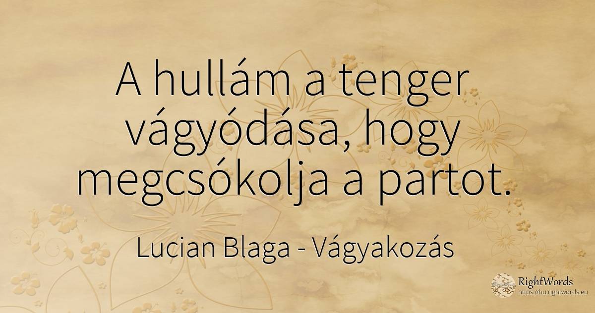 A hullám a tenger vágyódása, hogy megcsókolja a partot. - Lucian Blaga, idézet vágyakozás