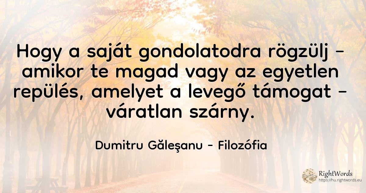 Hogy a saját gondolatodra rögzülj – amikor te magad vagy... - Dumitru Găleşanu, idézet filozófia