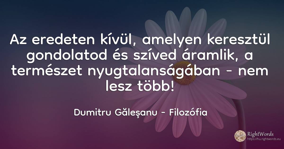 Az eredeten kívül, amelyen keresztül gondolatod és szíved... - Dumitru Găleşanu, idézet filozófia