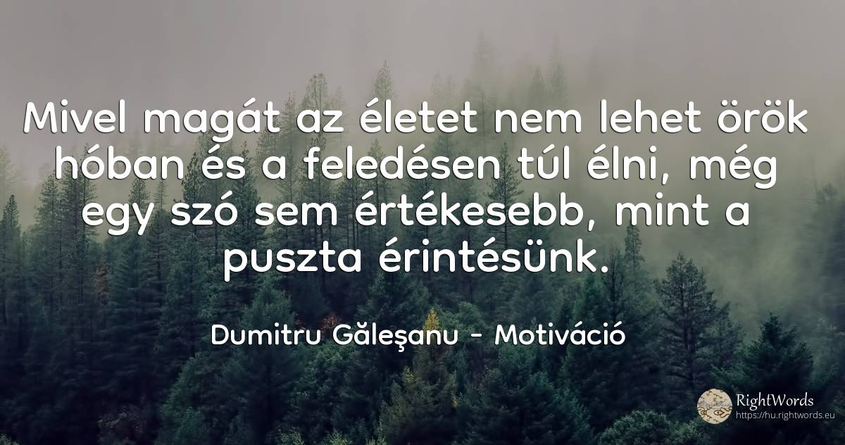 Mivel magát az életet nem lehet örök hóban és a feledésen... - Dumitru Găleşanu, idézet motiváció