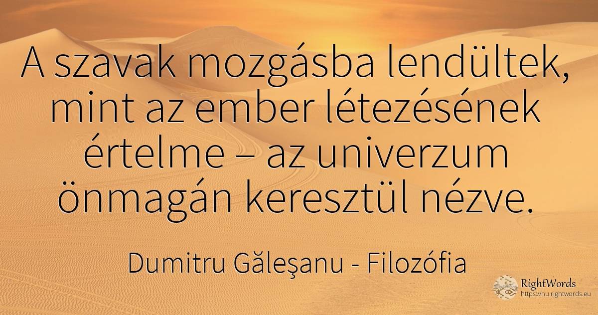 A szavak mozgásba lendültek, mint az ember létezésének... - Dumitru Găleşanu, idézet filozófia