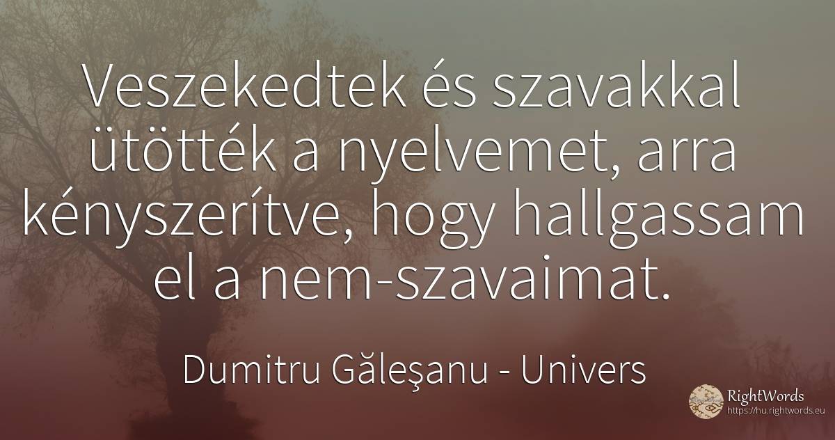 Veszekedtek és szavakkal ütötték a nyelvemet, arra... - Dumitru Găleşanu, idézet univers