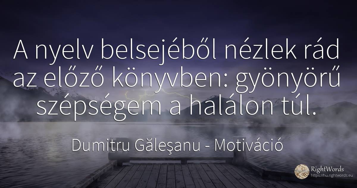 A nyelv belsejéből nézlek rád az előző könyvben: gyönyörű... - Dumitru Găleşanu, idézet motiváció