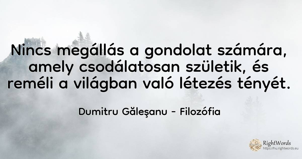 Nincs megállás a gondolat számára, amely csodálatosan... - Dumitru Găleşanu, idézet filozófia