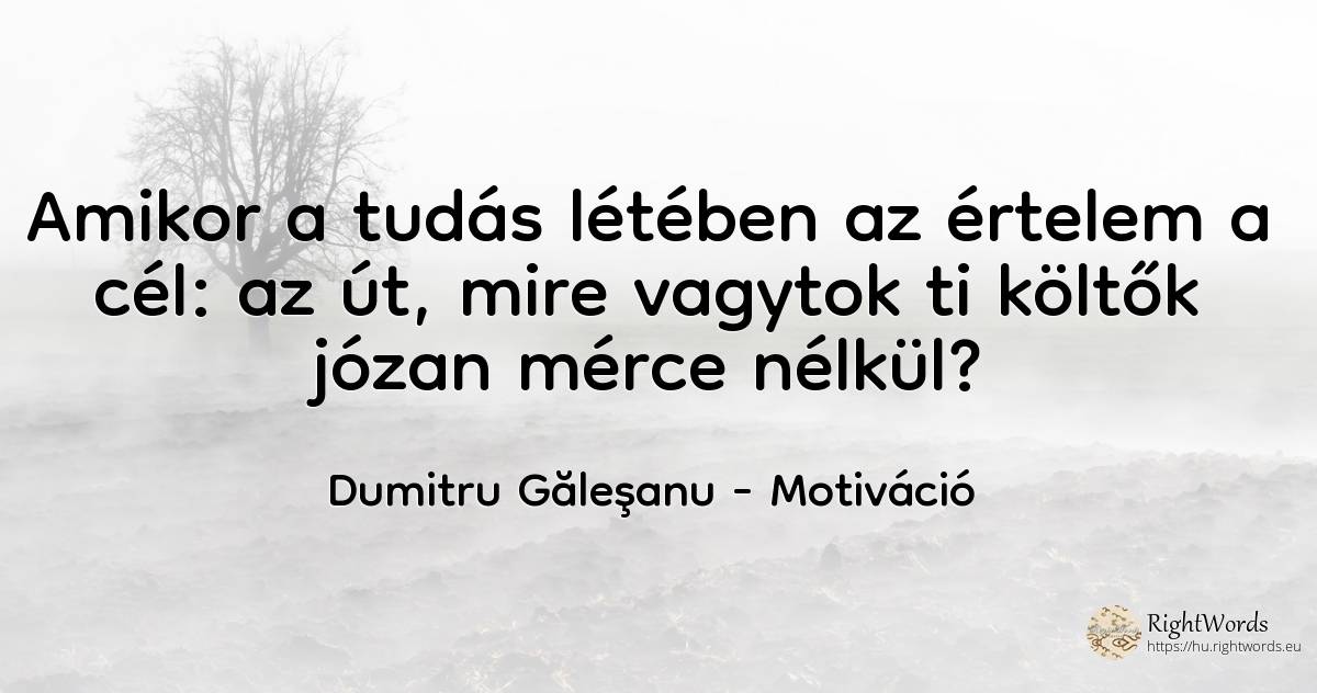 Amikor a tudás létében az értelem a cél: az út, mire... - Dumitru Găleşanu, idézet motiváció