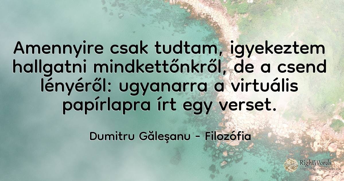 Amennyire csak tudtam, igyekeztem hallgatni... - Dumitru Găleşanu, idézet filozófia