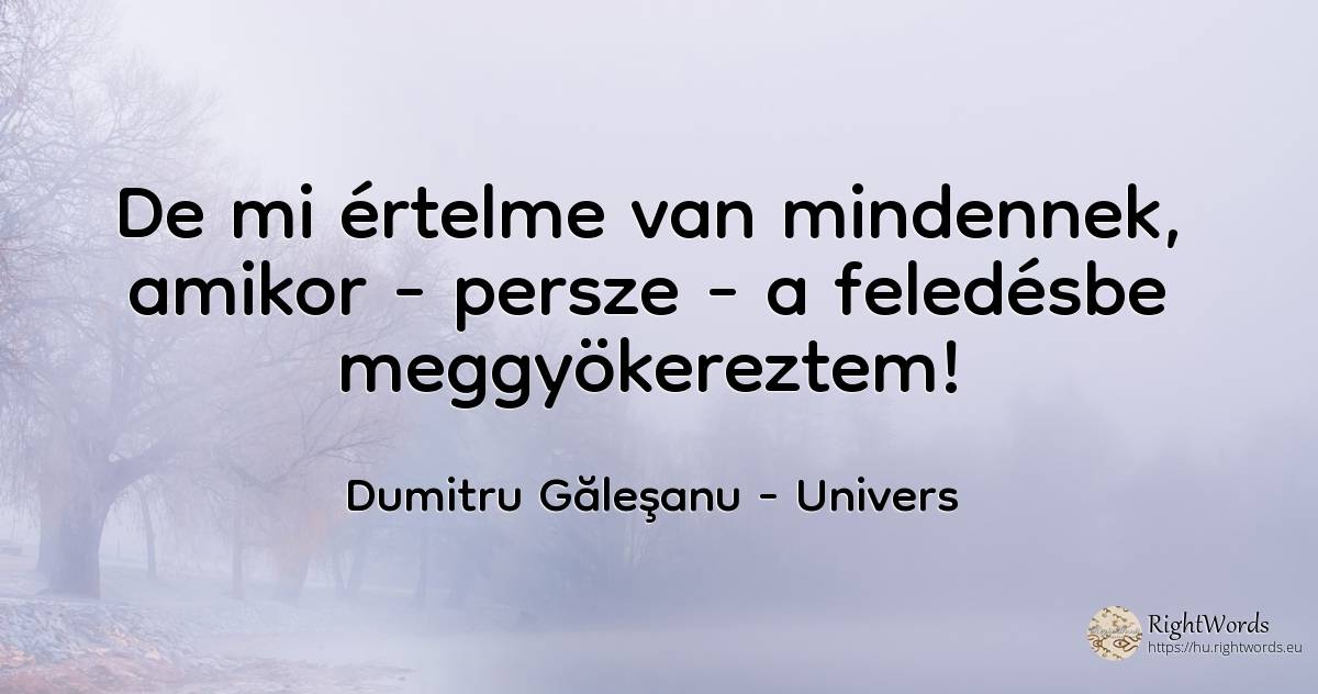 De mi értelme van mindennek, amikor - persze - a... - Dumitru Găleşanu, idézet univers