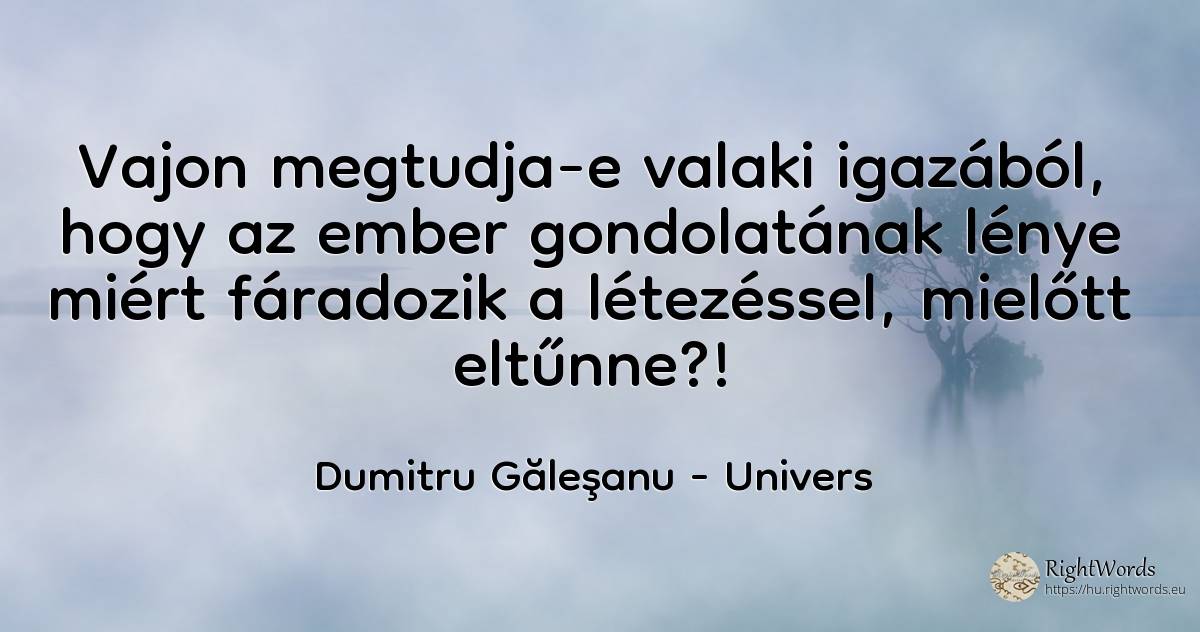 Vajon megtudja-e valaki igazából, hogy az ember... - Dumitru Găleşanu, idézet univers