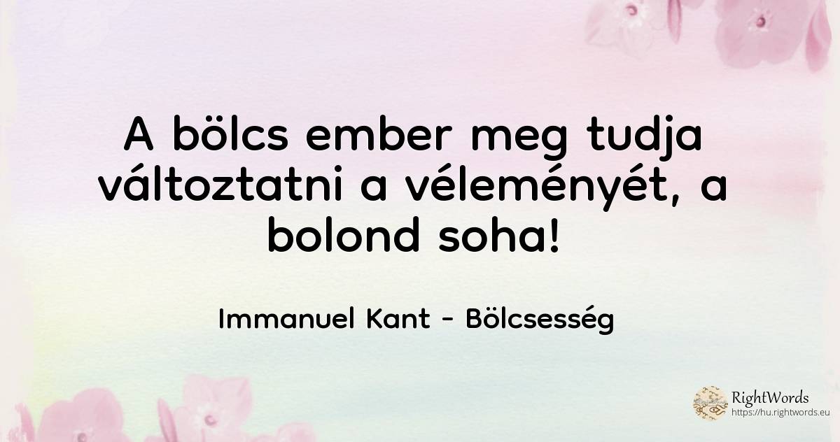 A bölcs ember meg tudja változtatni a véleményét, a... - Immanuel Kant, idézet bölcsesség