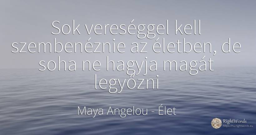 Sok vereséggel kell szembenéznie az életben, de soha ne... - Maya Angelou, idézet élet