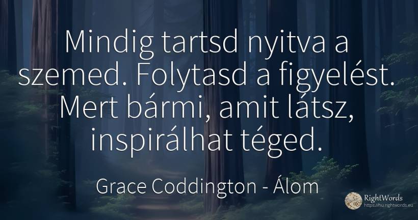 Mindig tartsd nyitva a szemed. Folytasd a figyelést. Mert... - Grace Coddington, idézet álom