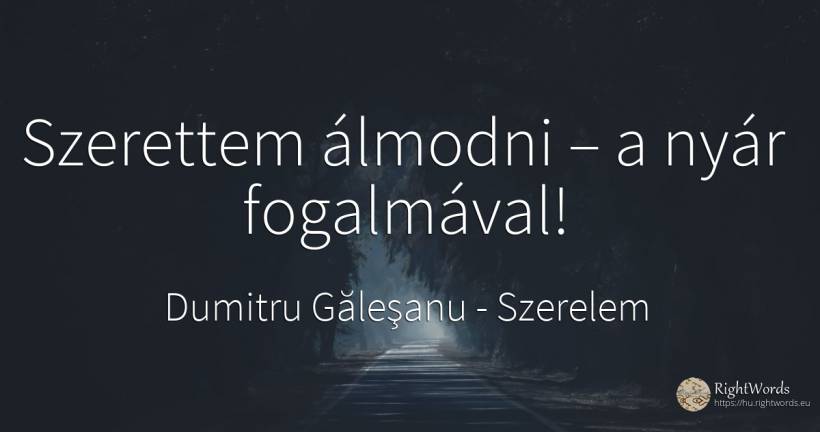 Szerettem álmodni – a nyár fogalmával! - Dumitru Găleşanu, idézet szerelem