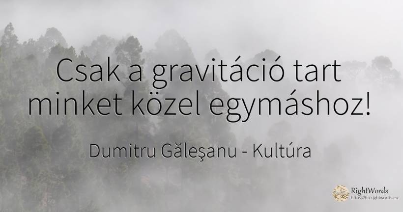 Csak a gravitáció tart minket közel egymáshoz! - Dumitru Găleşanu, idézet kultúra