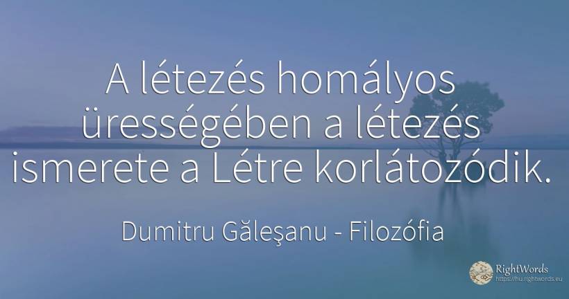 A létezés homályos ürességében a létezés ismerete a Létre... - Dumitru Găleşanu, idézet filozófia