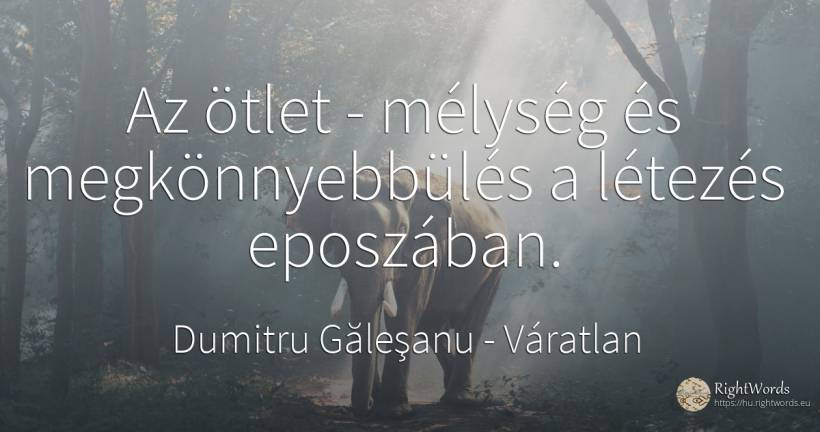 Az ötlet - mélység és megkönnyebbülés a létezés eposzában. - Dumitru Găleşanu, idézet váratlan